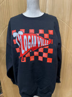 Load image into Gallery viewer, Loganville Pennant Flag with Checkered Background on Black
