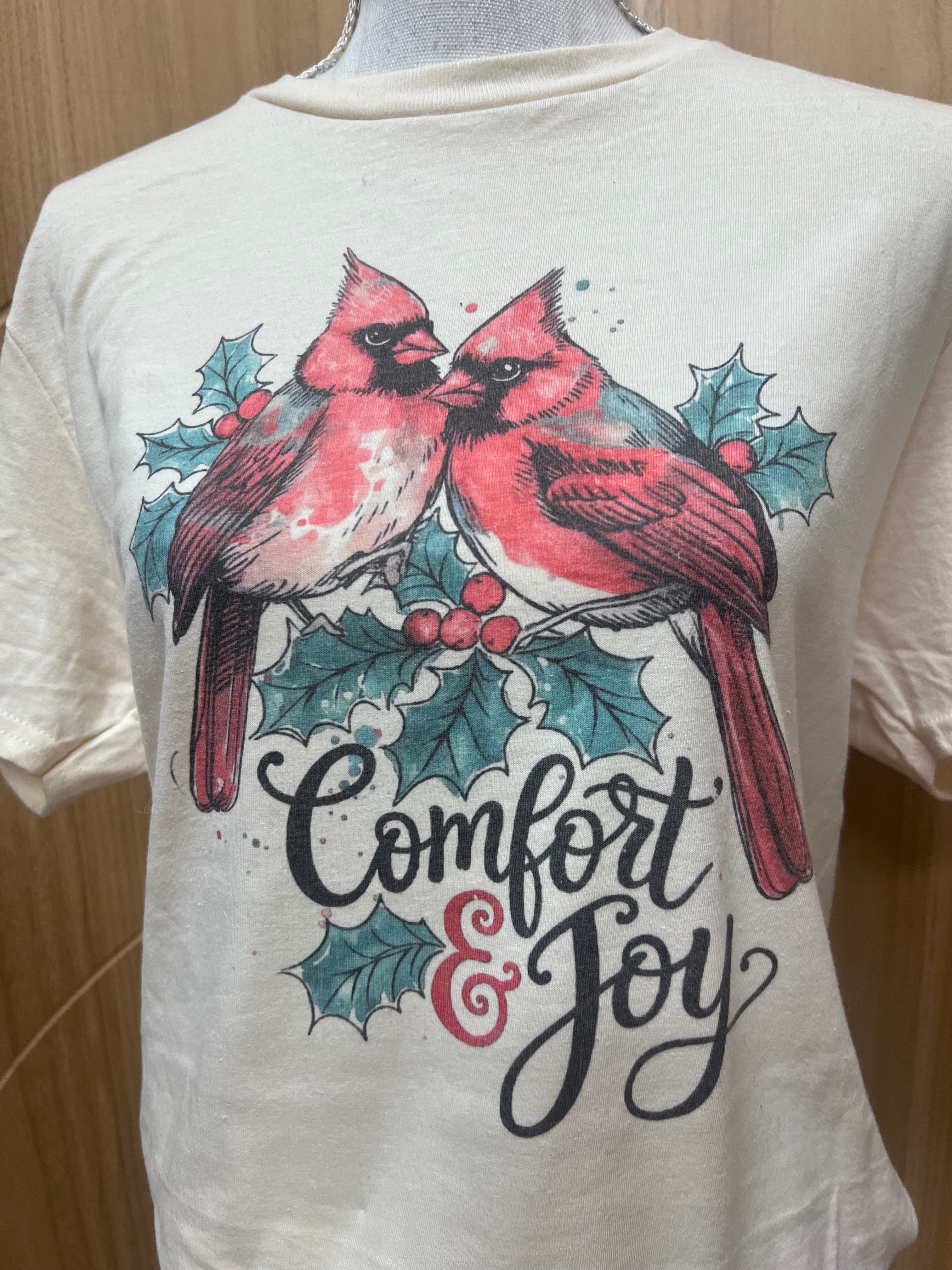 Comfort and Joy Cardinals Tee on Cream
