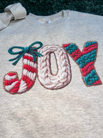 Load image into Gallery viewer, Faux Yarn Joy Sweatshirt on Oatmeal

