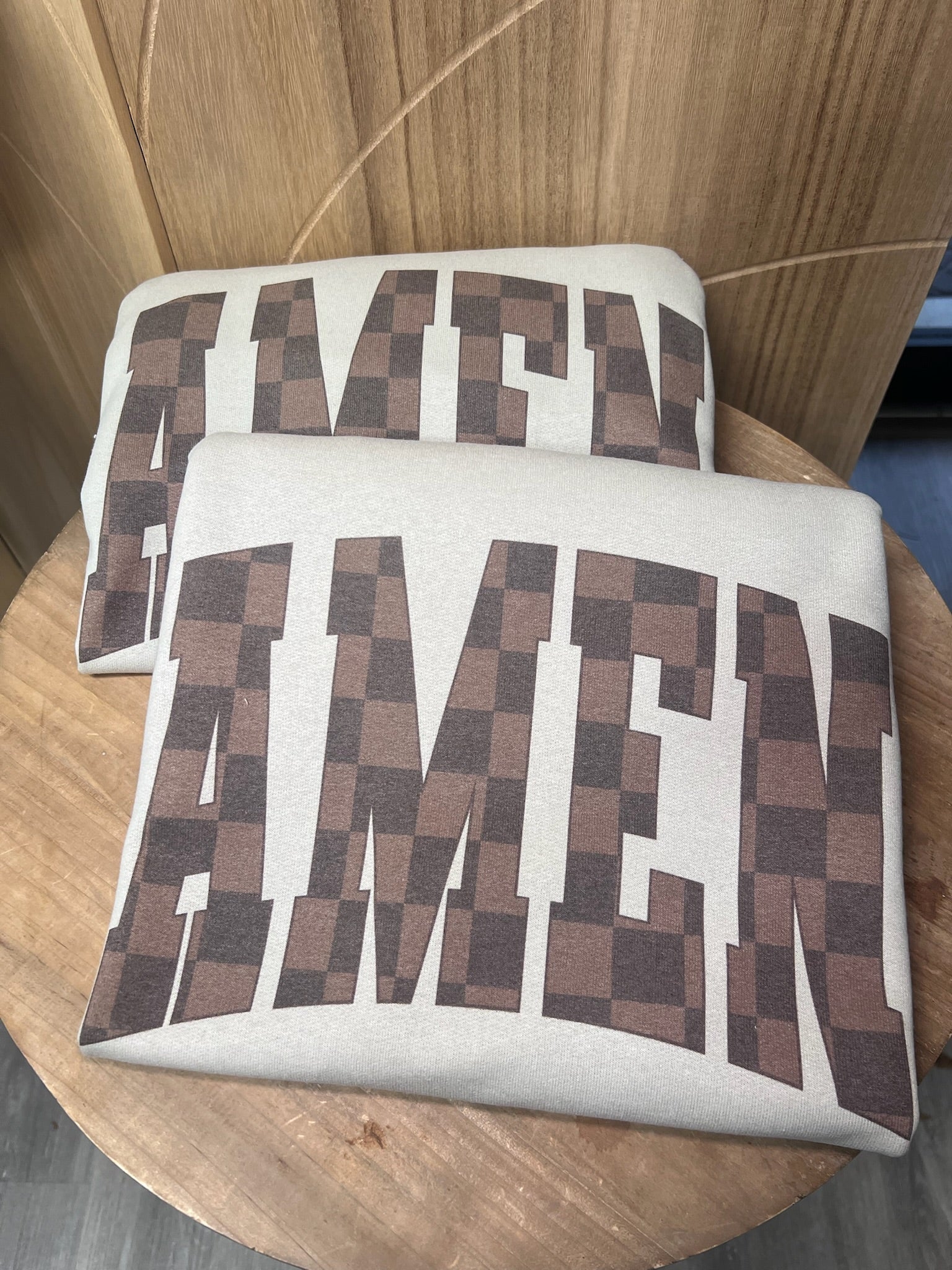 Brown Checkered AMEN on Sand