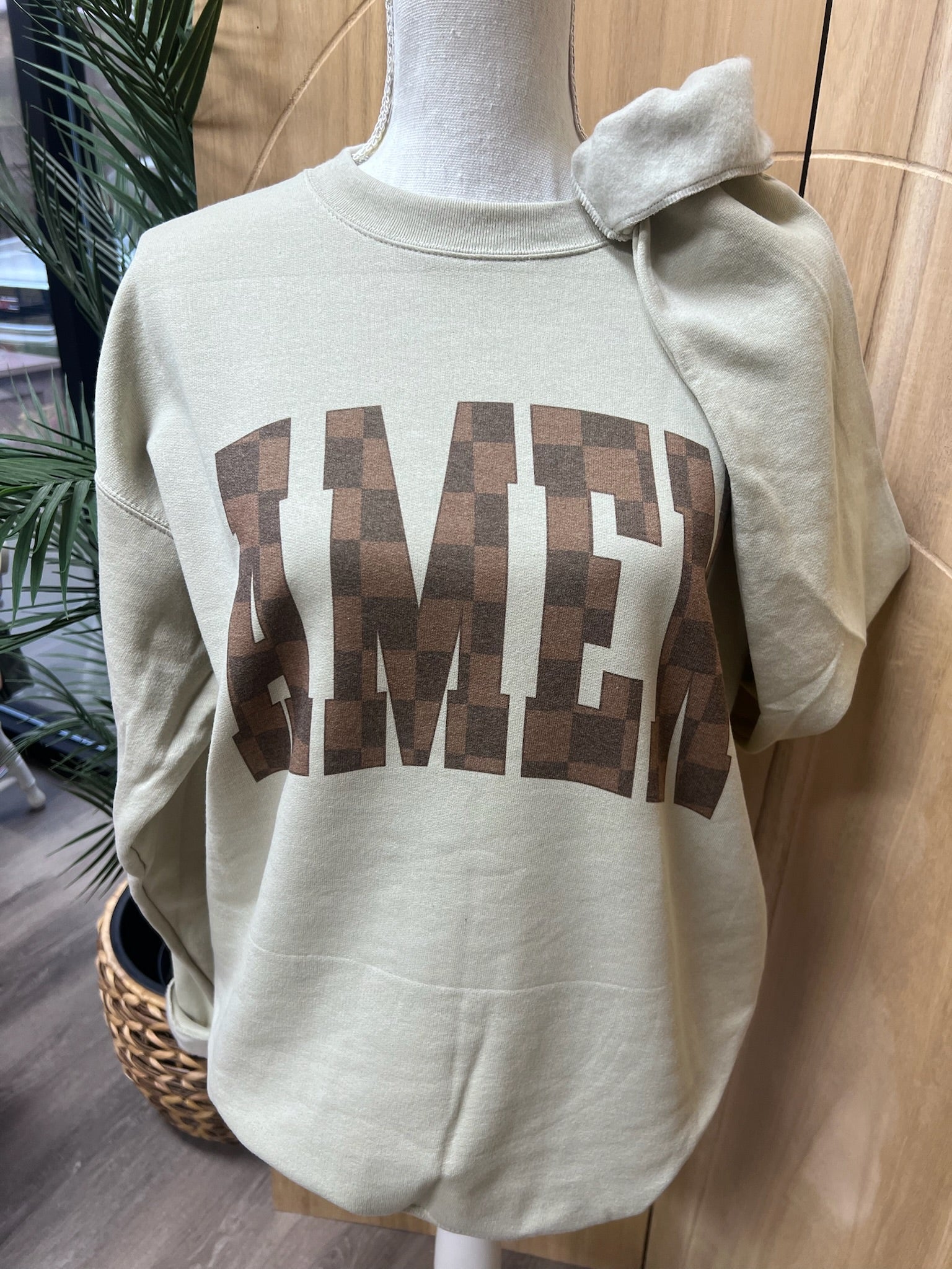 Brown Checkered AMEN on Sand