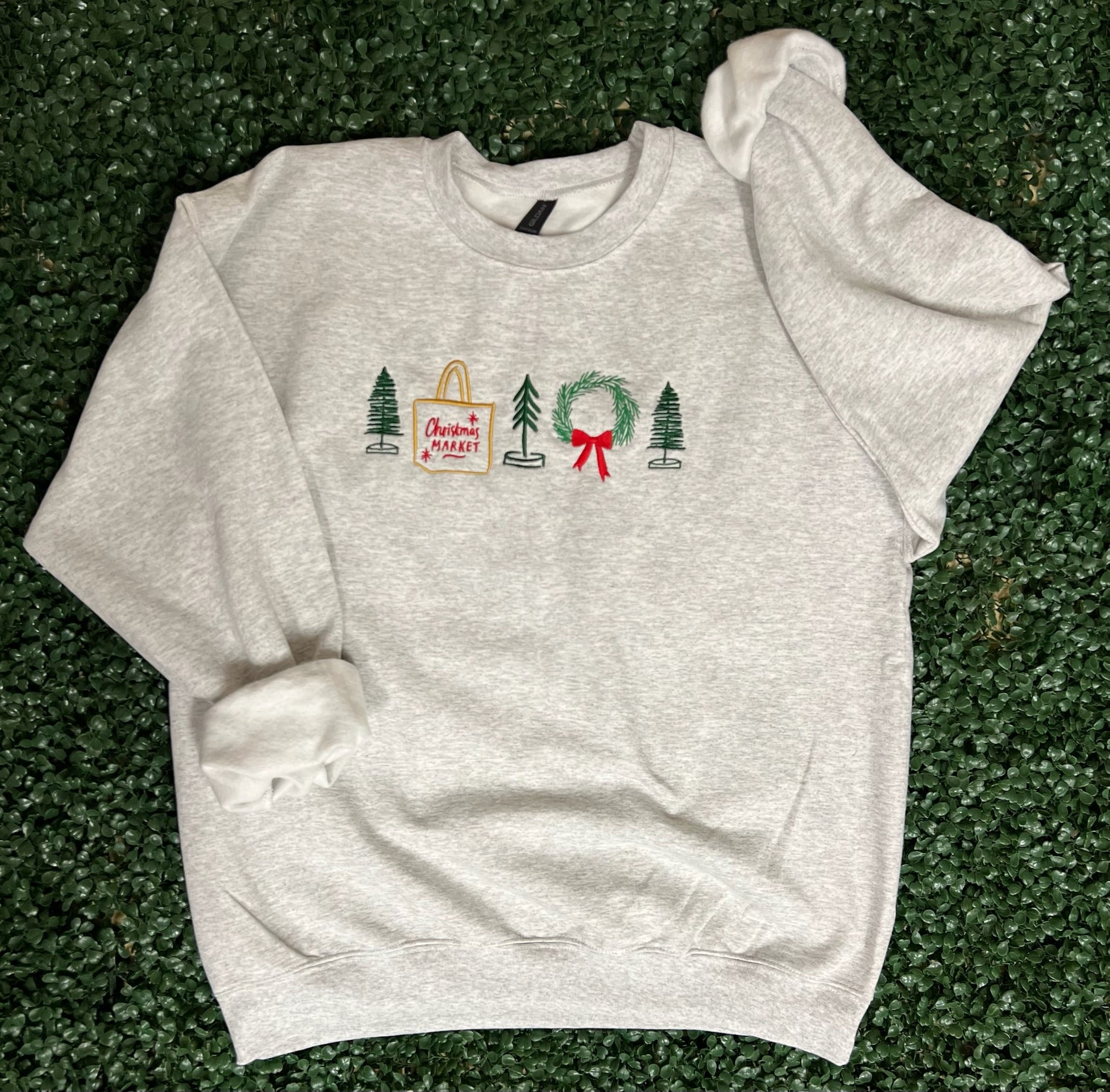 EMBROIDERED: Christmas Market on Ash Gray