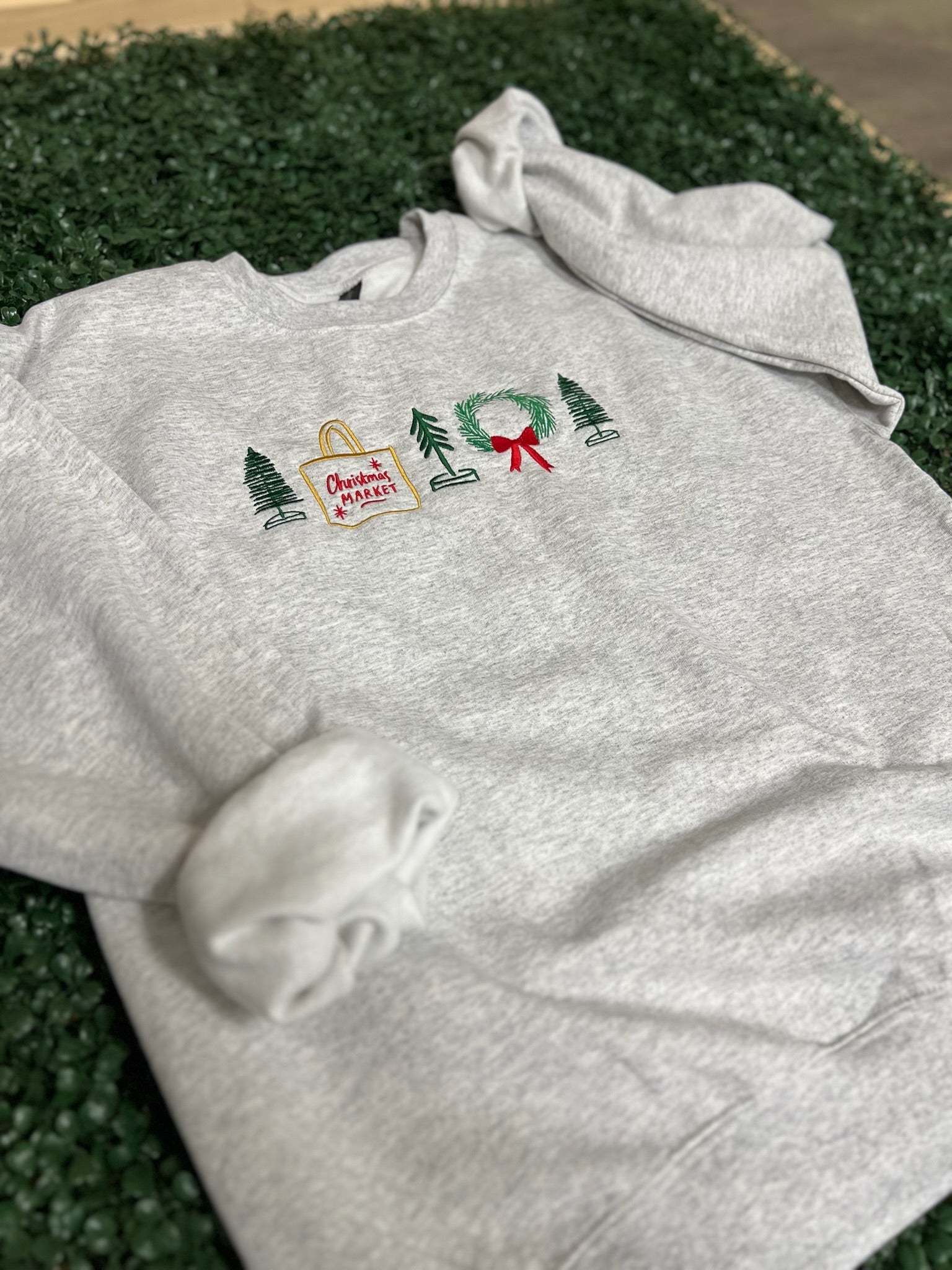 EMBROIDERED: Christmas Market on Ash Gray