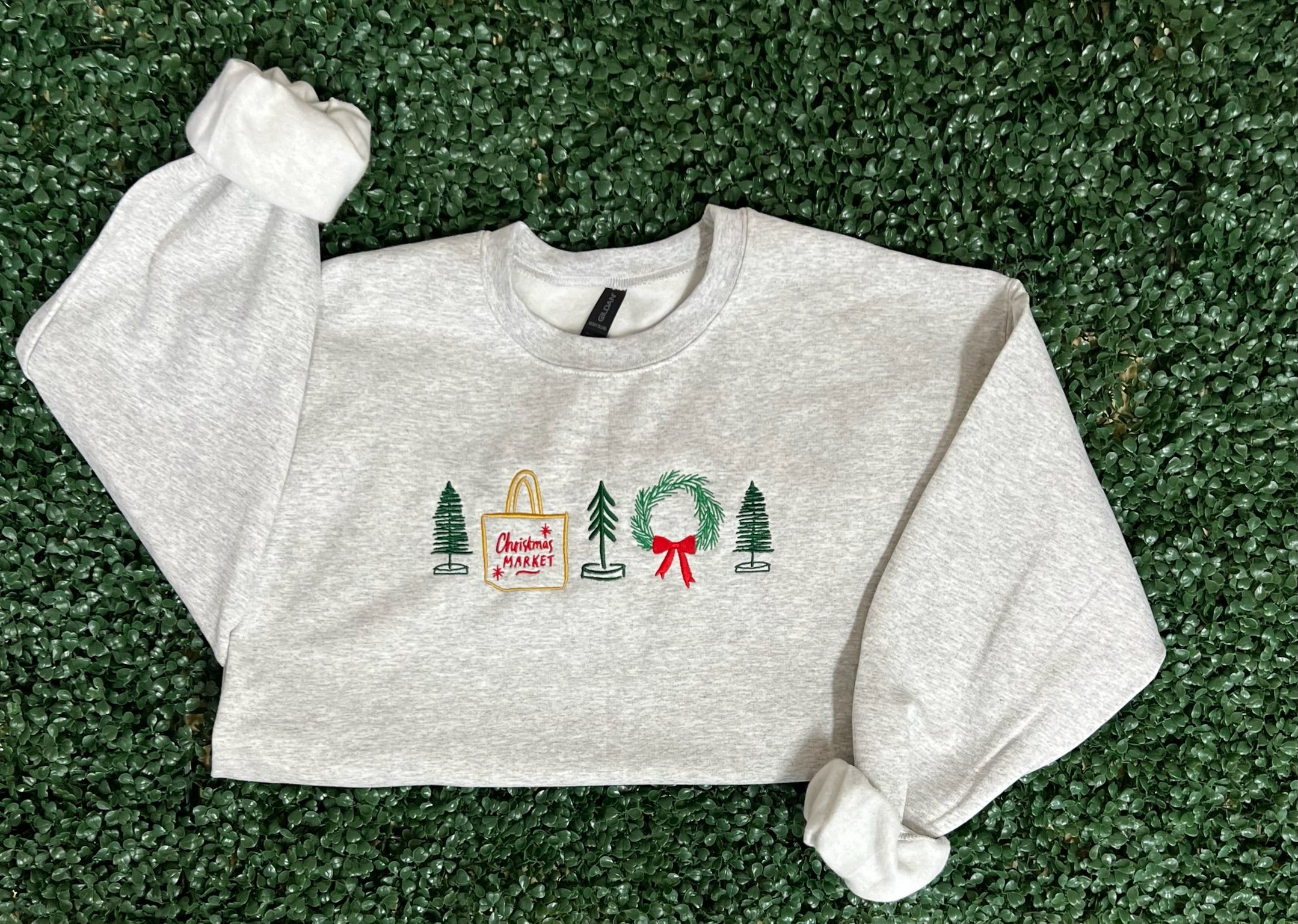 EMBROIDERED: Christmas Market on Ash Gray