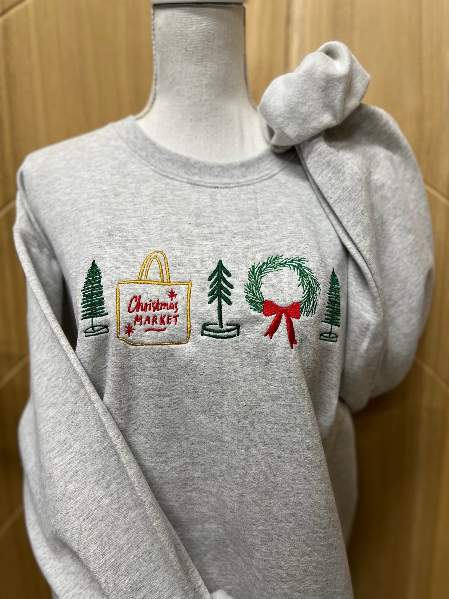 EMBROIDERED: Christmas Market on Ash Gray