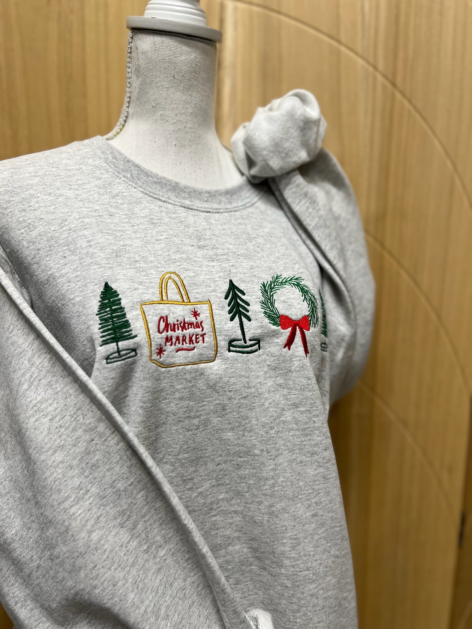 EMBROIDERED: Christmas Market on Ash Gray