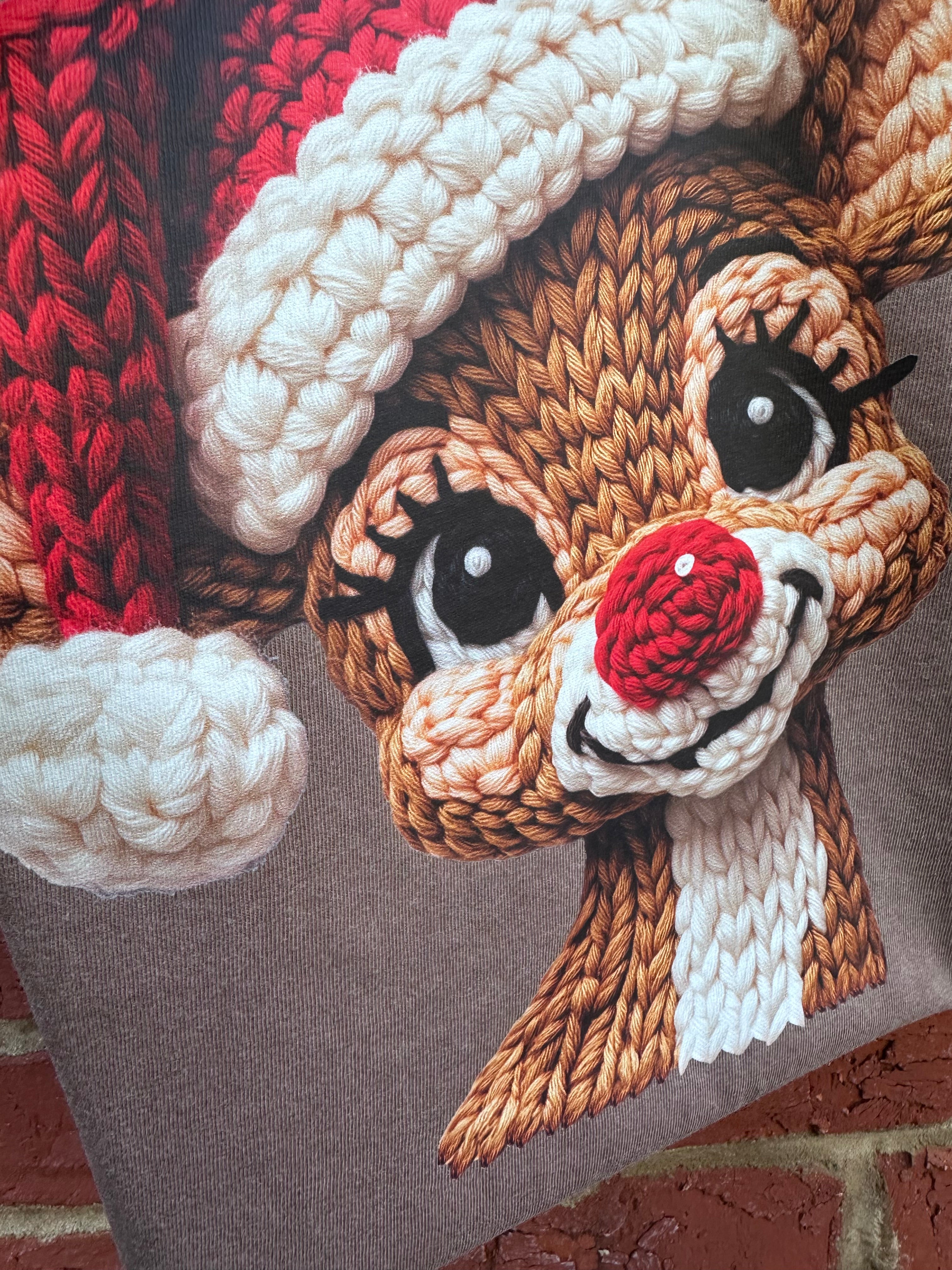 Faux Yarn Rudolph on Comfort Colors (Shown on Espresso)