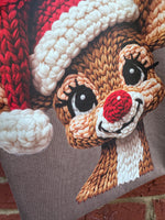 Load image into Gallery viewer, Faux Yarn Rudolph on Comfort Colors (Shown on Espresso)
