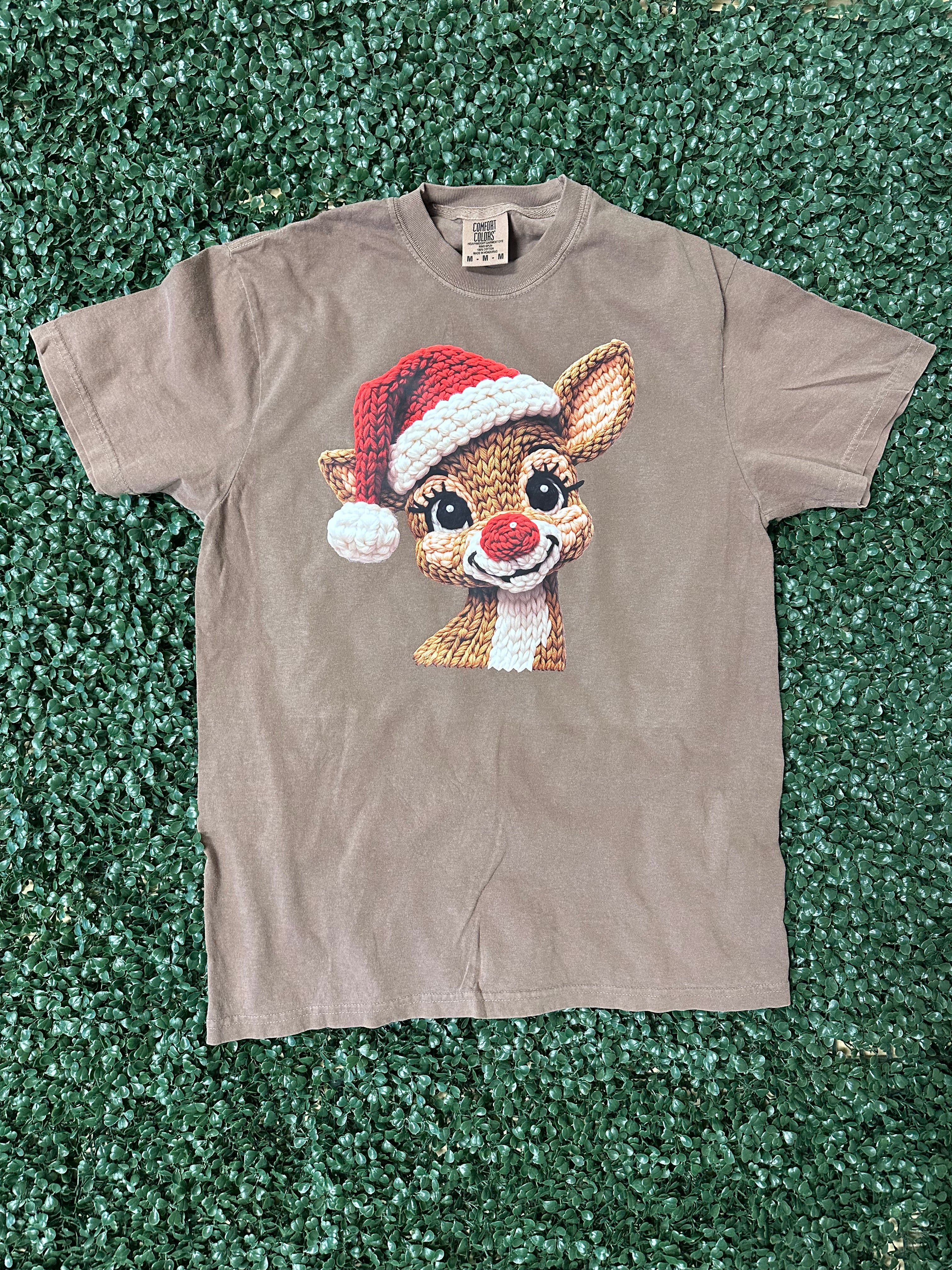 Faux Yarn Rudolph on Comfort Colors (Shown on Espresso)