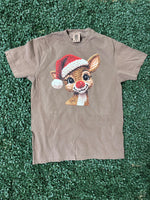 Load image into Gallery viewer, Faux Yarn Rudolph on Comfort Colors (Shown on Espresso)
