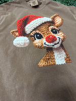 Load image into Gallery viewer, Faux Yarn Rudolph on Comfort Colors (Shown on Espresso)
