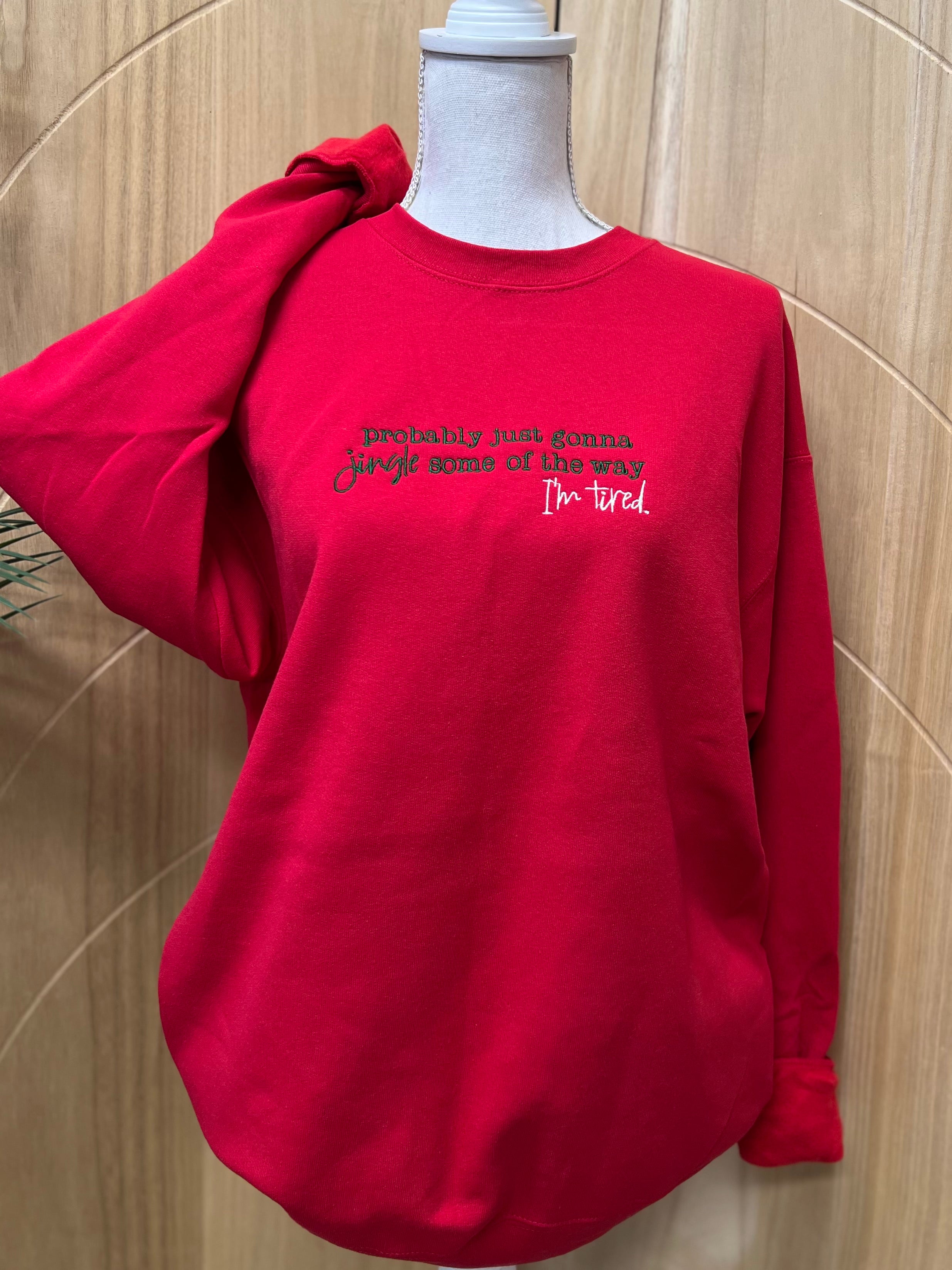 EMBROIDERED: Probably Just Going To Jingle Some Of The Way on Deep Red