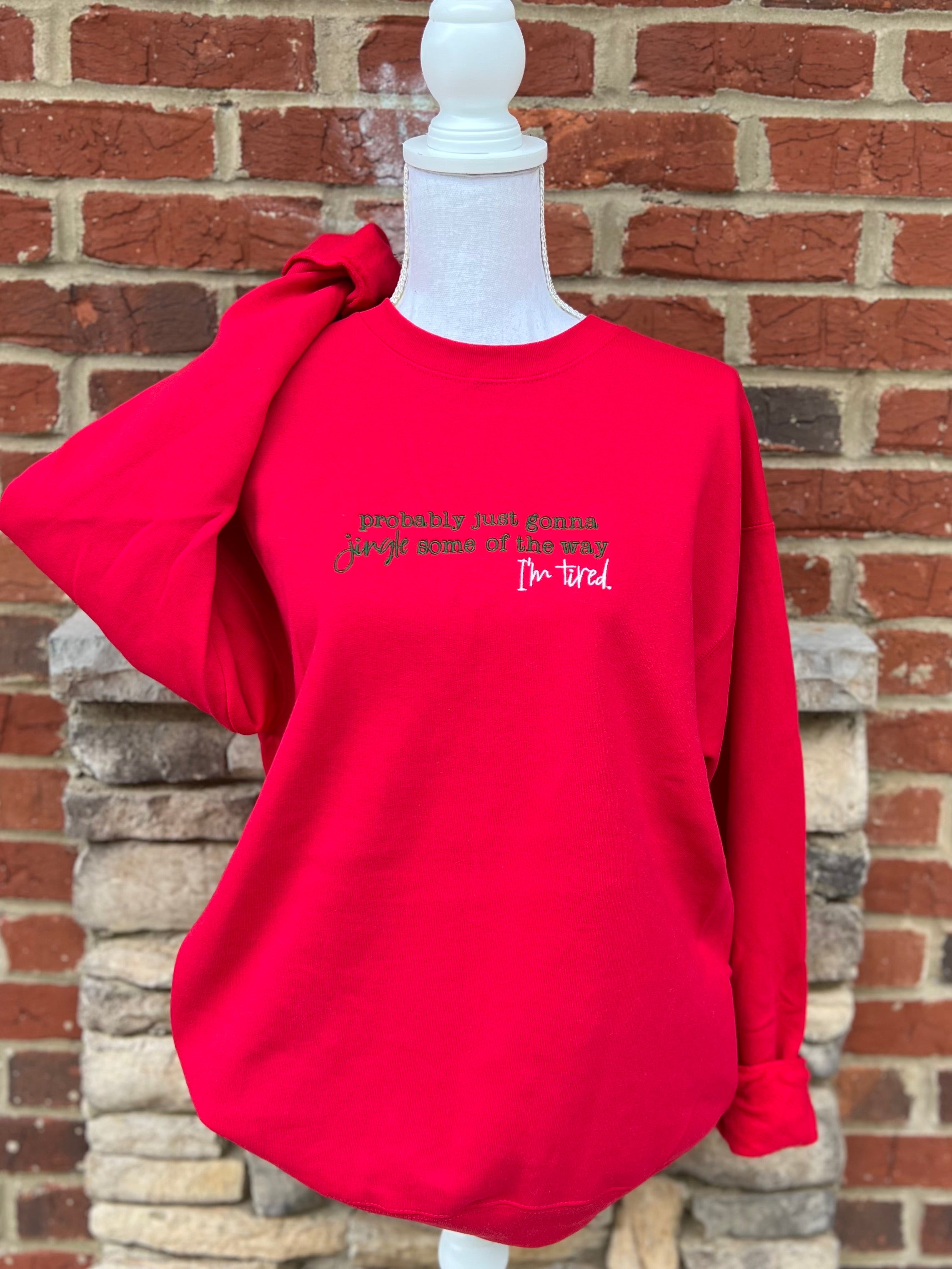 EMBROIDERED: Probably Just Going To Jingle Some Of The Way on Deep Red