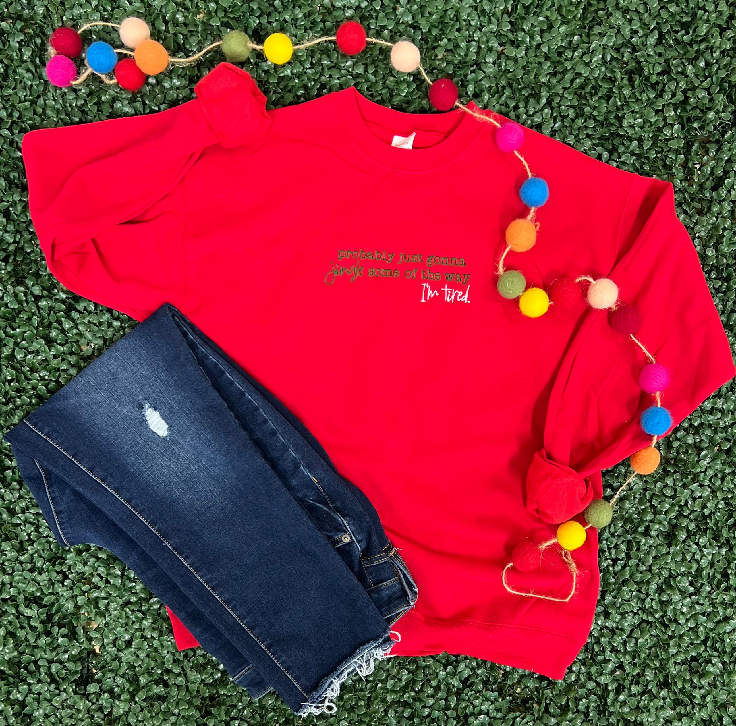 EMBROIDERED: Probably Just Going To Jingle Some Of The Way on Deep Red