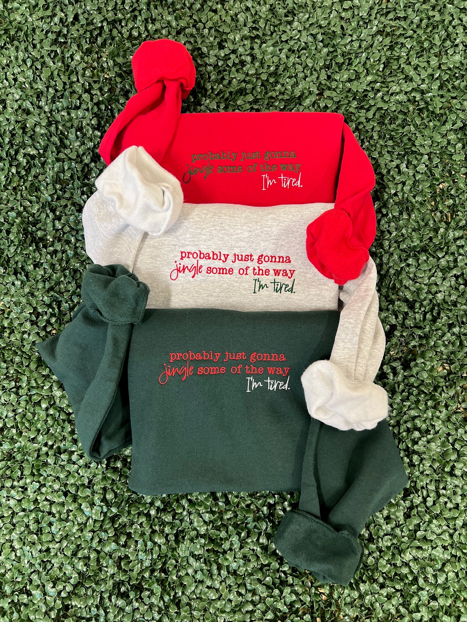 EMBROIDERED: Probably Just Going To Jingle Some Of The Way on Deep Red