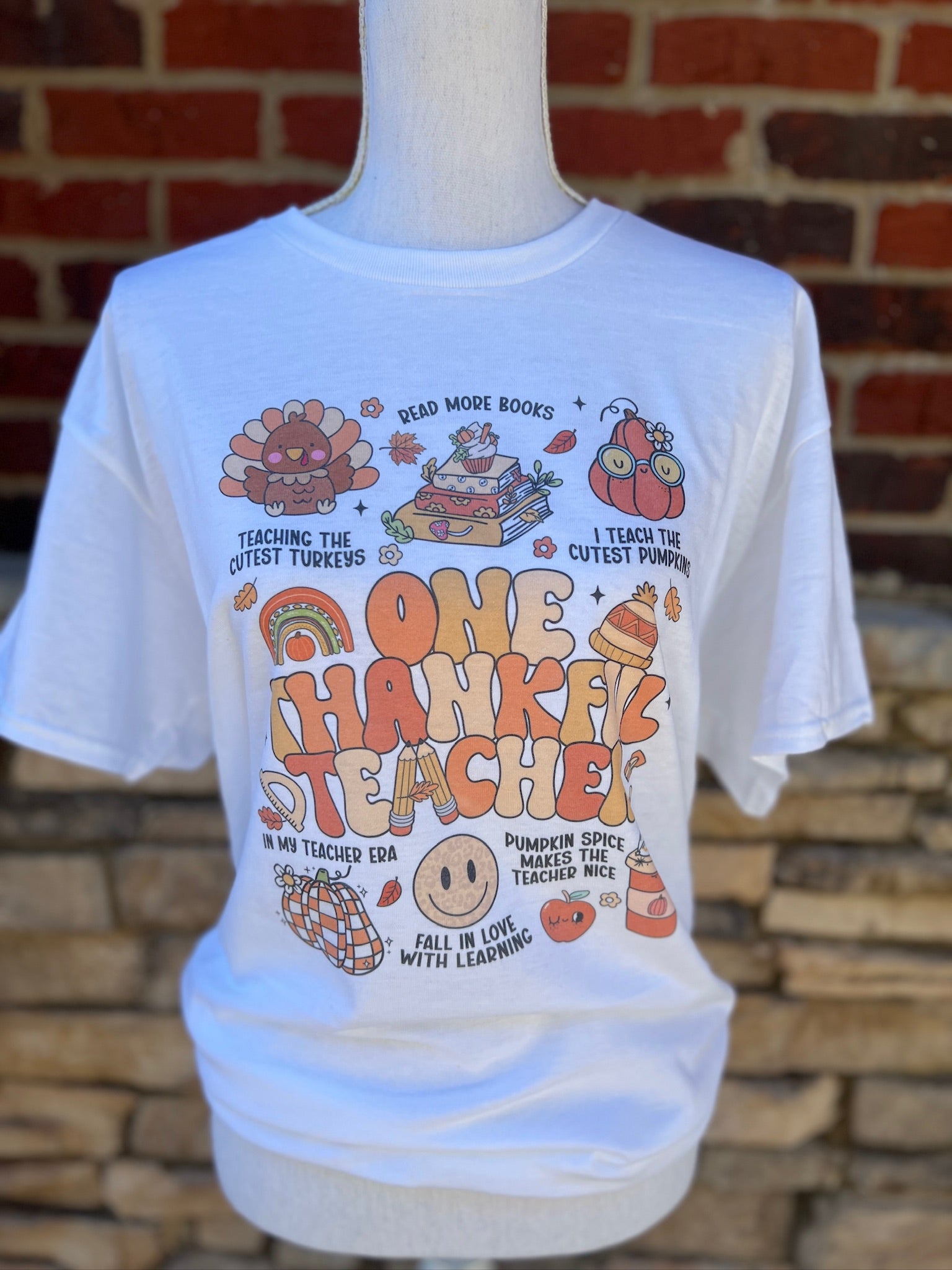 One Thankful Teacher Coquette on White