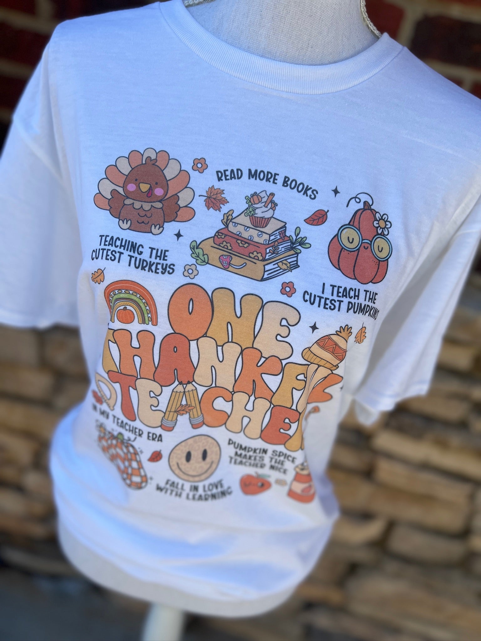 One Thankful Teacher Coquette on White