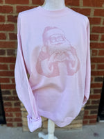 Load image into Gallery viewer, Santa With Heart Hands Sweatshirt on Pink
