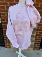 Load image into Gallery viewer, Santa With Heart Hands Sweatshirt on Pink
