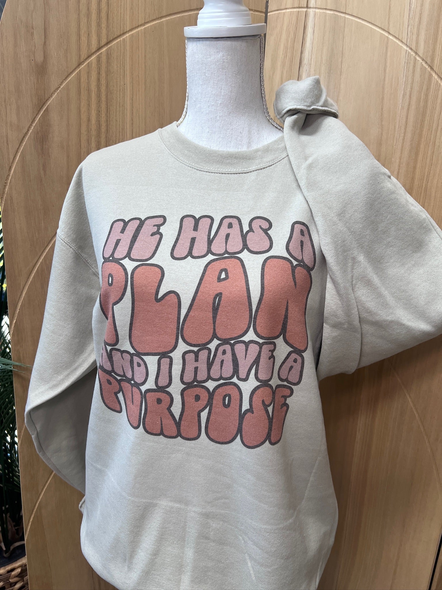 He Has A Plan Sweatshirt on Sand