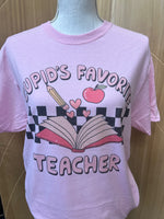 Load image into Gallery viewer, Cupid&#39;s Favorite Teacher on Pink
