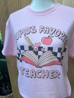 Load image into Gallery viewer, Cupid&#39;s Favorite Teacher on Pink

