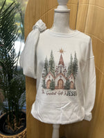 Load image into Gallery viewer, The Greatest Gift Is Jesus Sweatshirt on White
