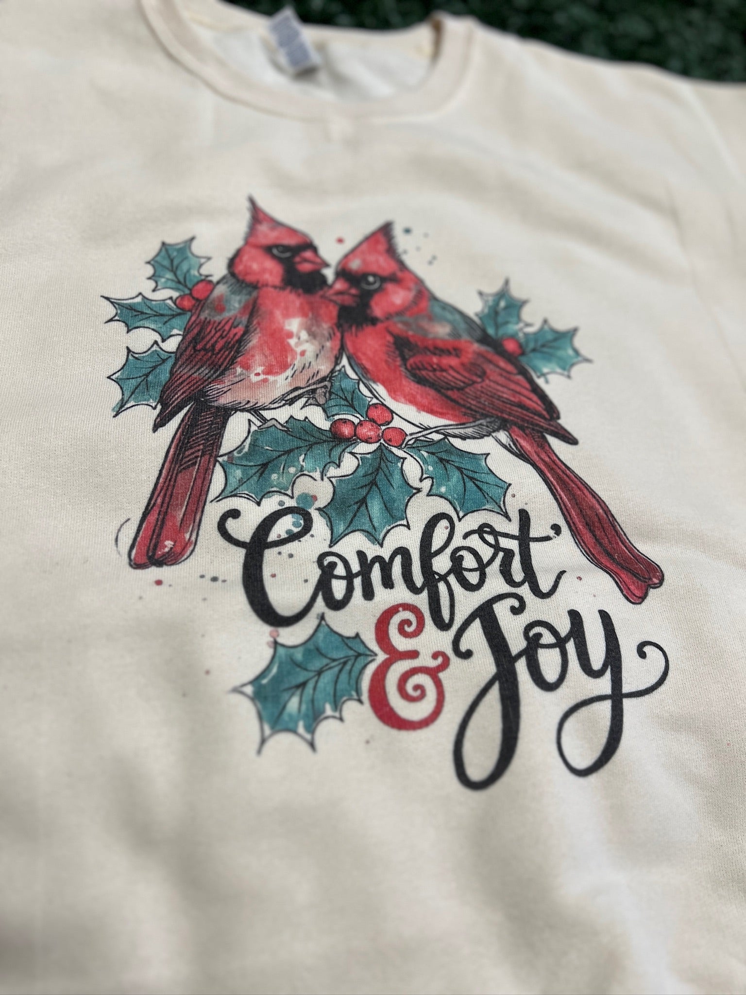 Comfort and Joy Cardinals Sweatshirt on Cream