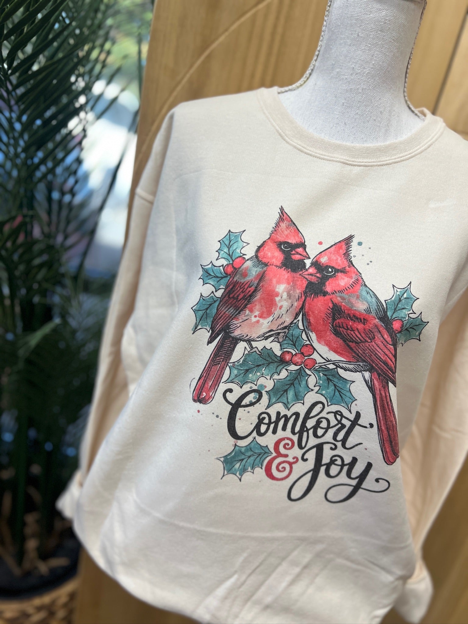 Comfort and Joy Cardinals Sweatshirt on Cream