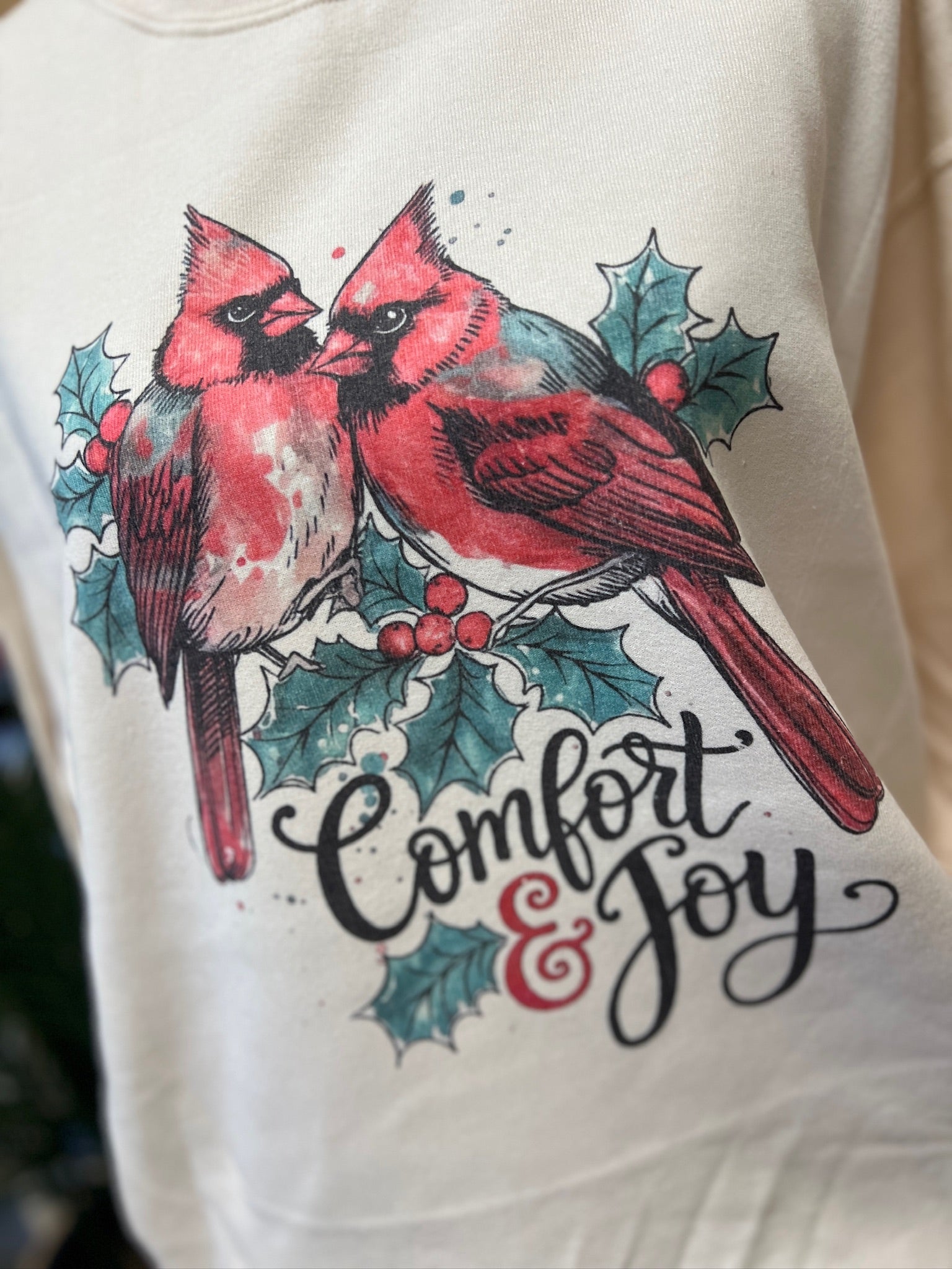 Comfort and Joy Cardinals Sweatshirt on Cream