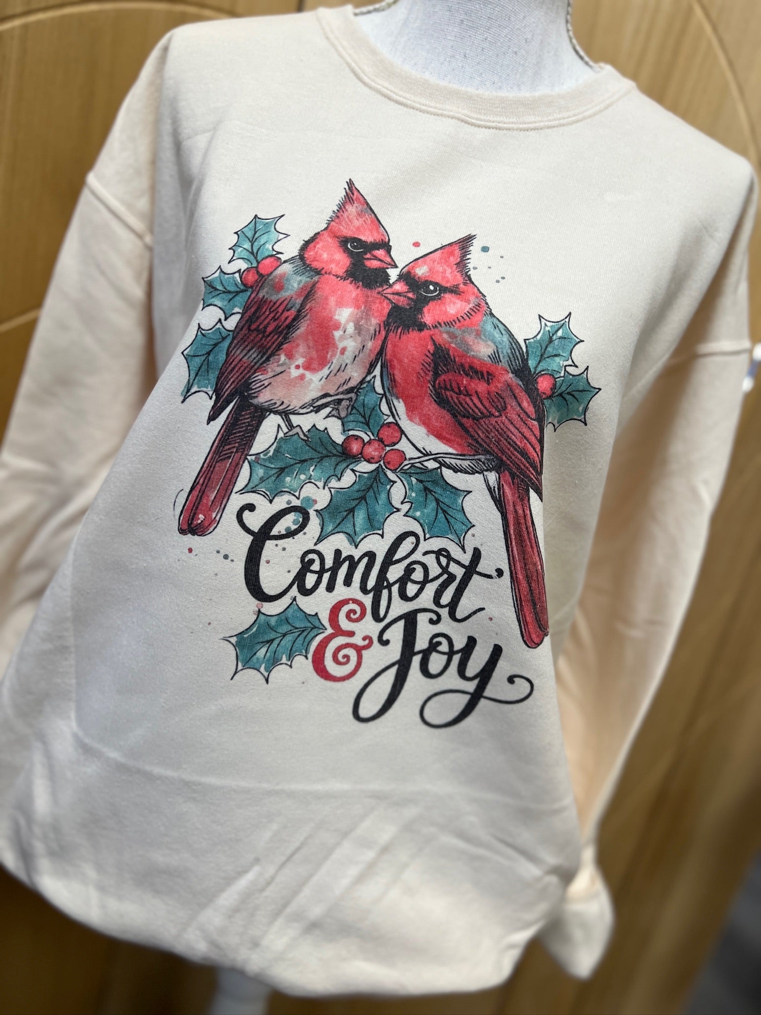 Comfort and Joy Cardinals Sweatshirt on Cream