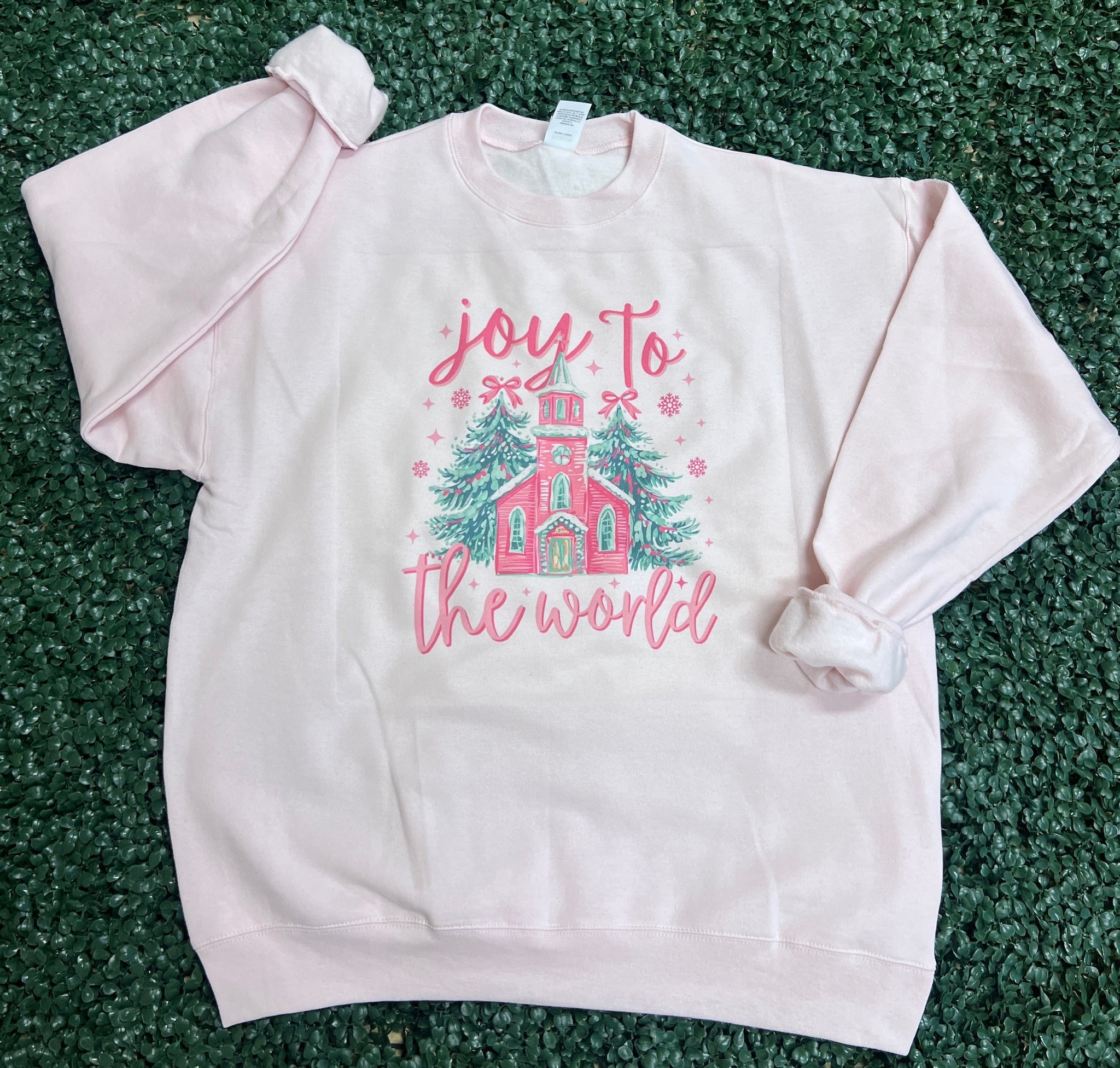 Joy To The World Chapel Sweatshirt on Pink