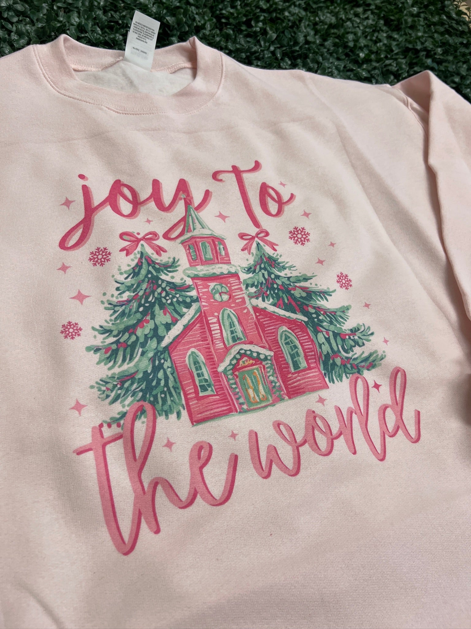 Joy To The World Chapel Sweatshirt on Pink