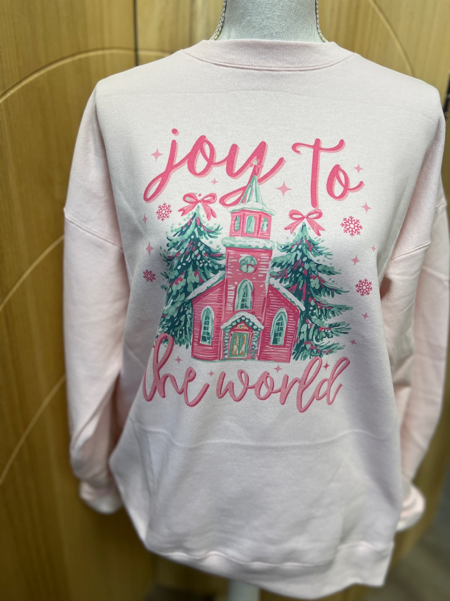 Joy To The World Chapel Sweatshirt on Pink