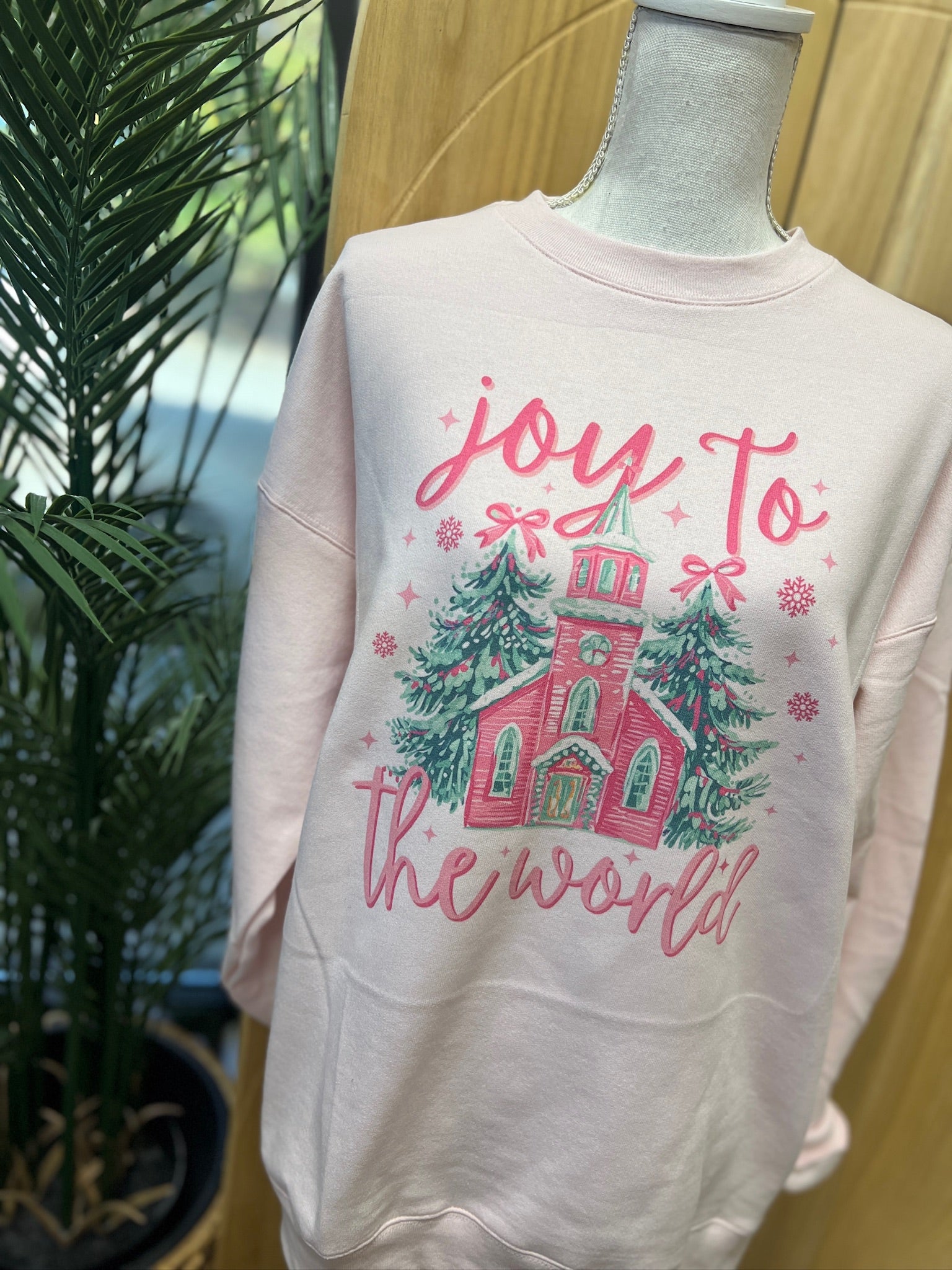 Joy To The World Chapel Sweatshirt on Pink