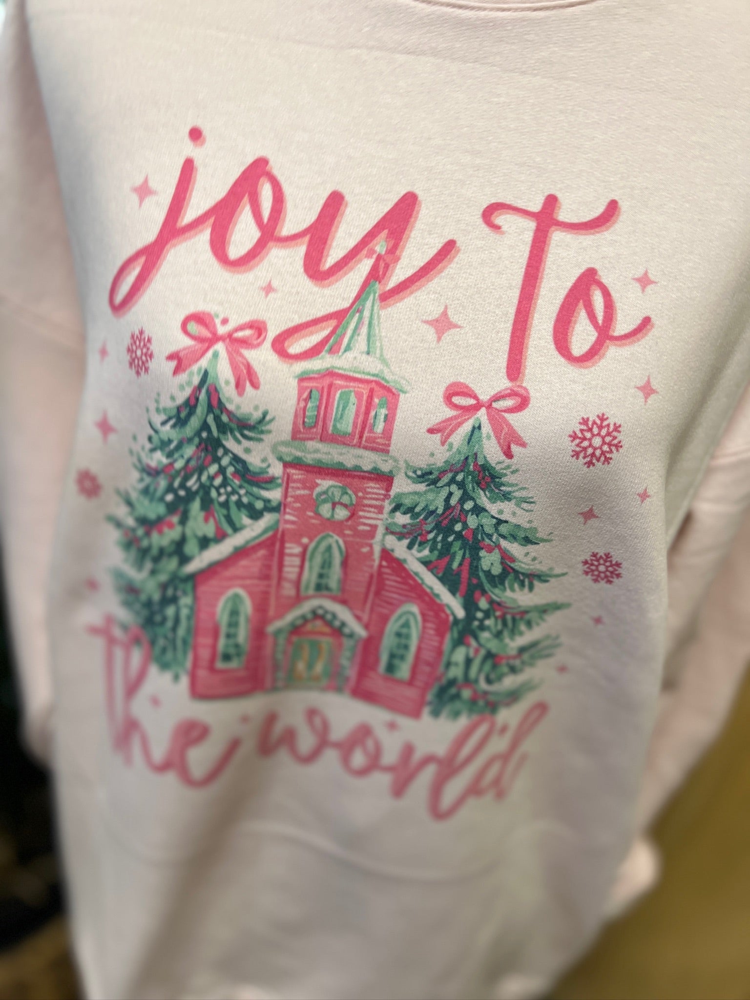 Joy To The World Chapel Sweatshirt on Pink