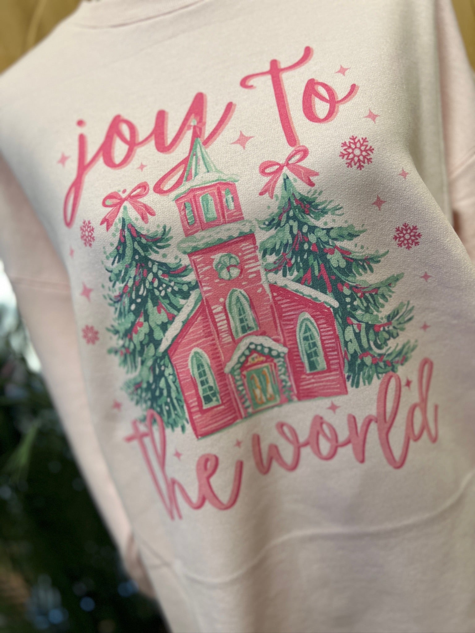 Joy To The World Chapel Sweatshirt on Pink