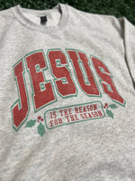 Load image into Gallery viewer, Jesus Is The Reason For The Season Sweatshirt on Ash Gray
