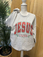 Load image into Gallery viewer, Jesus Is The Reason For The Season Sweatshirt on Ash Gray
