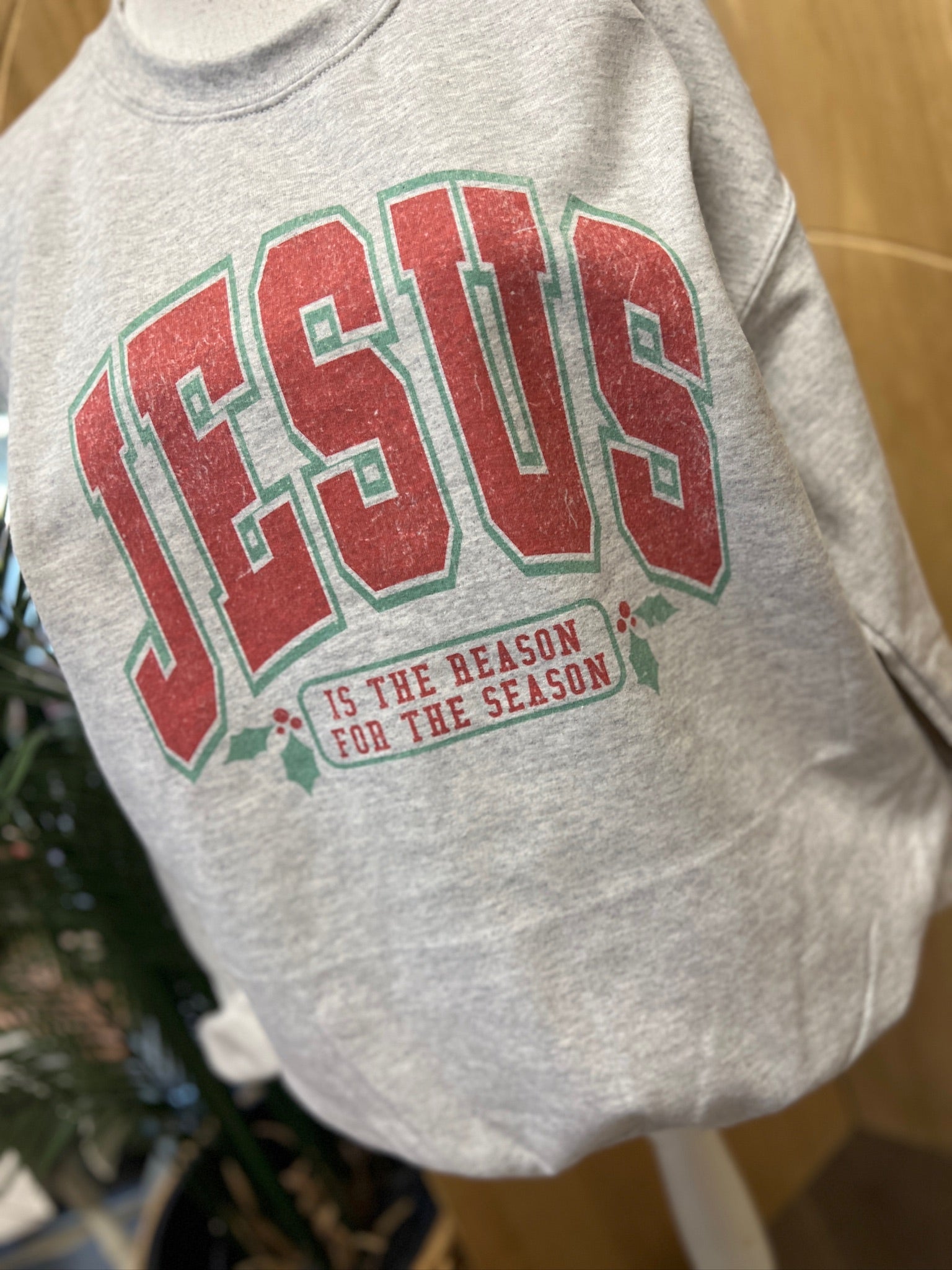 Jesus Is The Reason For The Season Sweatshirt on Ash Gray