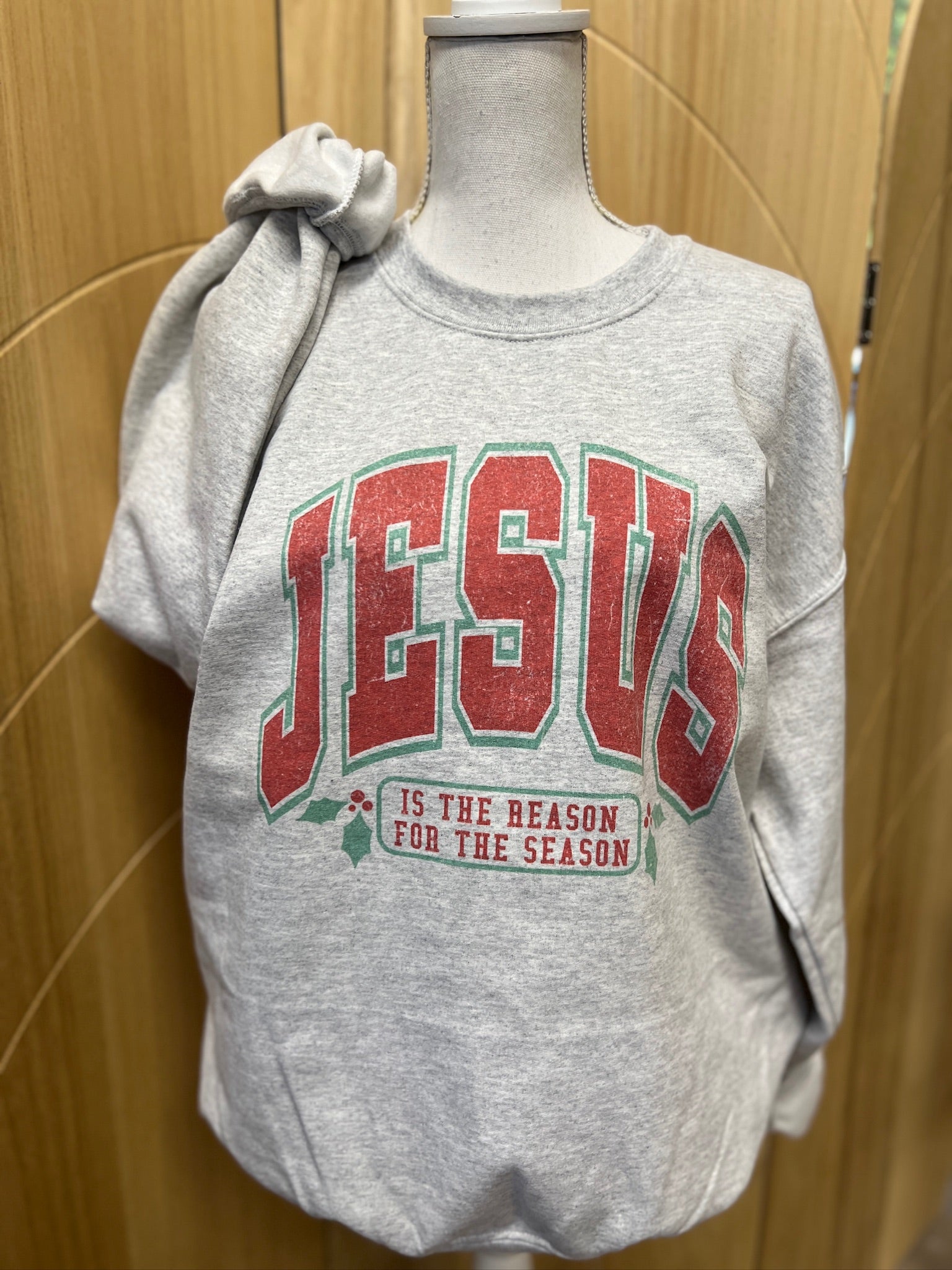 Jesus Is The Reason For The Season Sweatshirt on Ash Gray