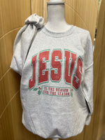 Load image into Gallery viewer, Jesus Is The Reason For The Season Sweatshirt on Ash Gray
