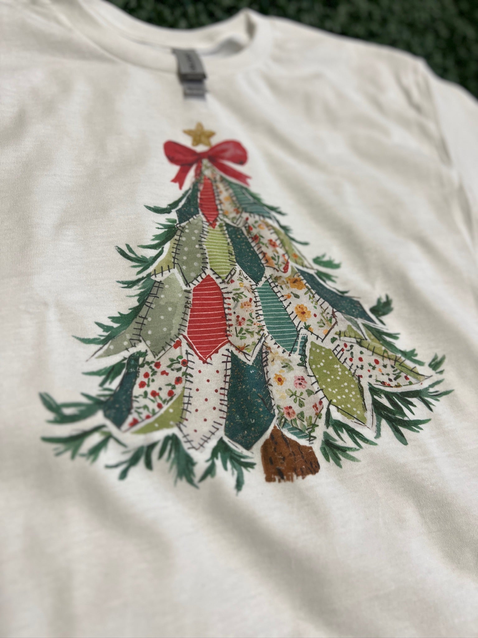 Patchwork Christmas Tree on White