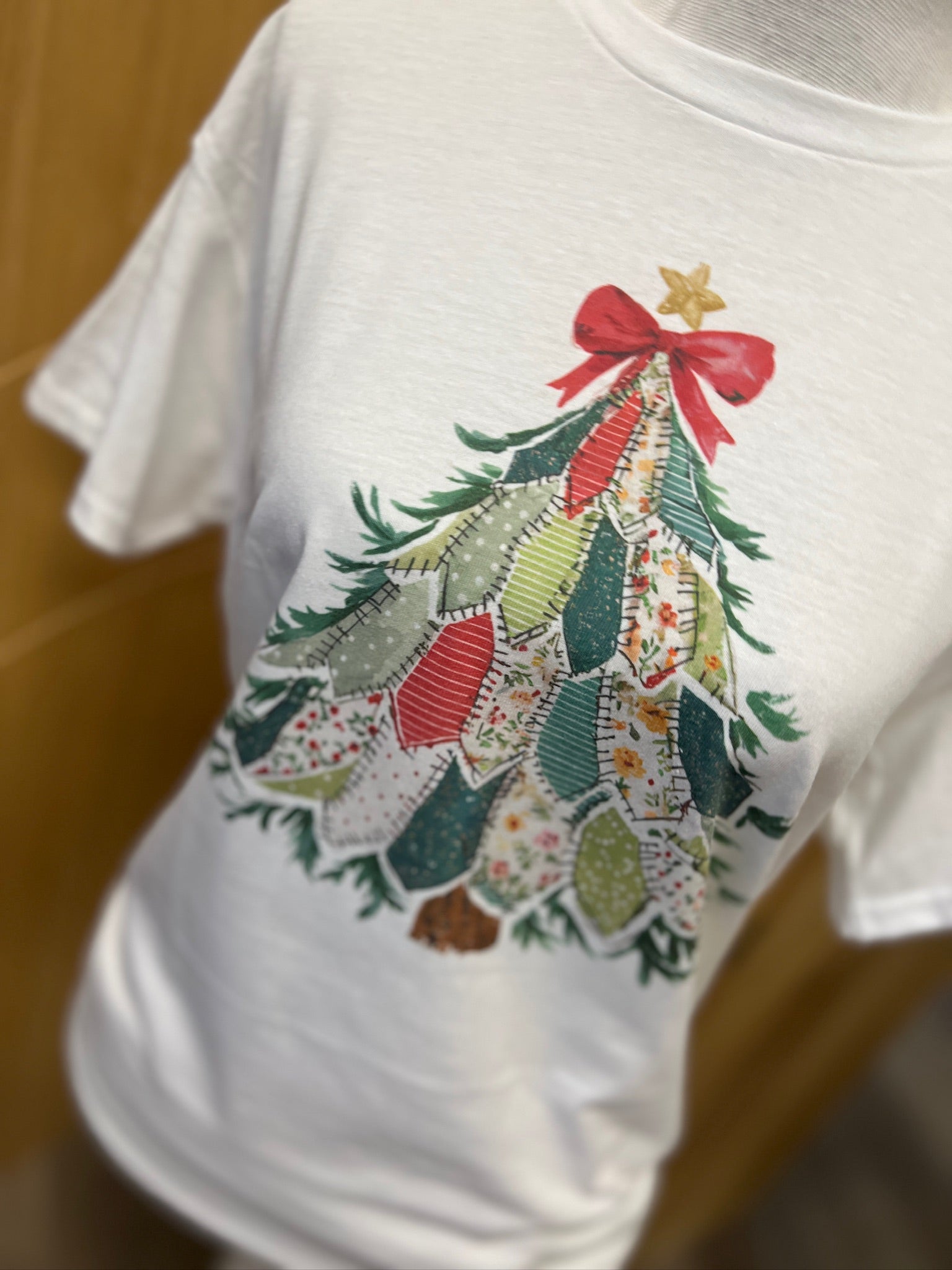 Patchwork Christmas Tree on White