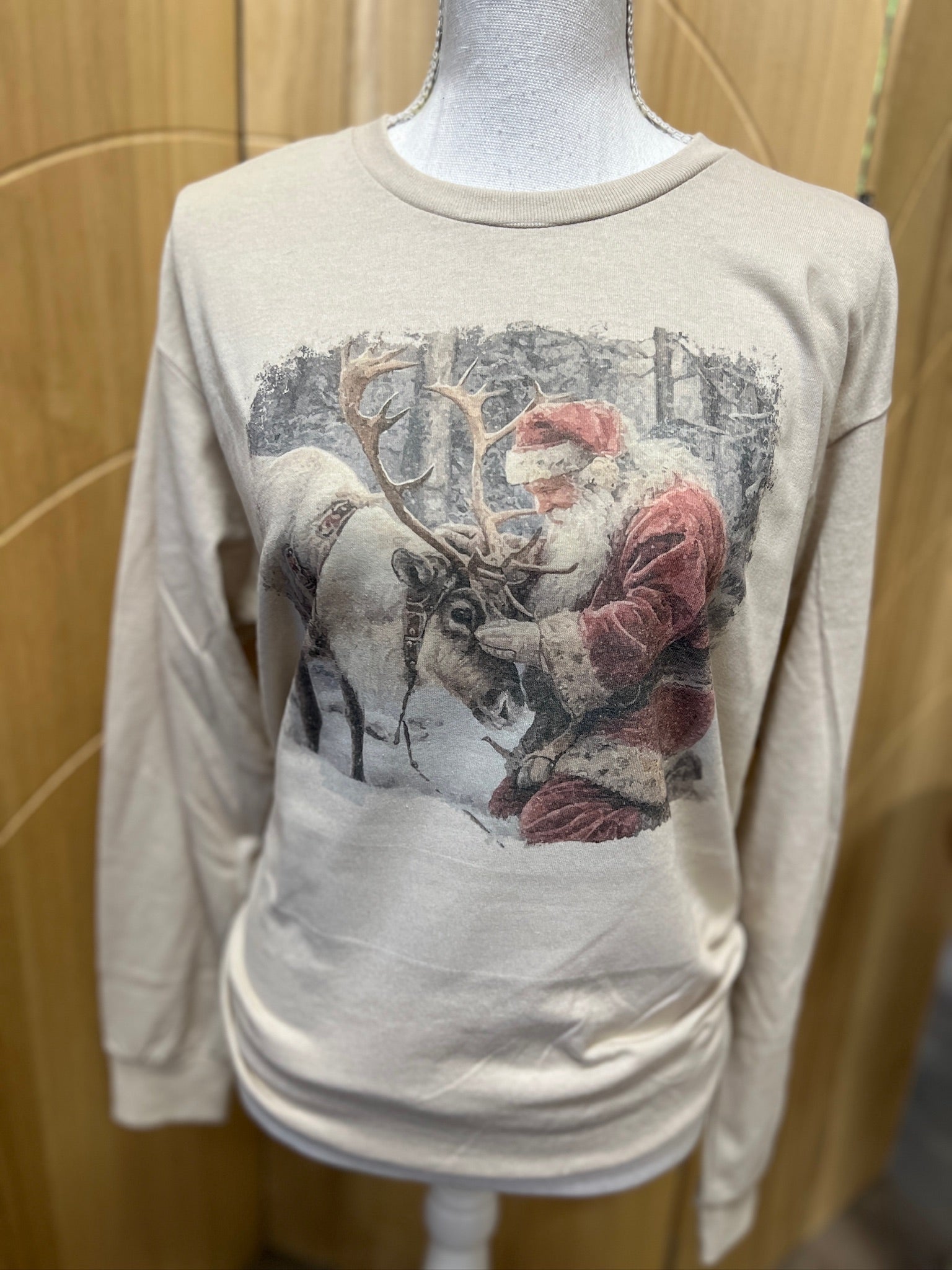 Vintage Santa and Reindeer on Sand