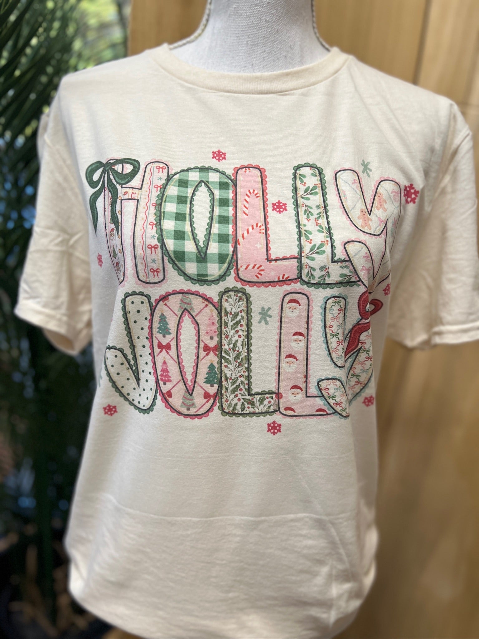 Holly Jolly With Bows on Cream
