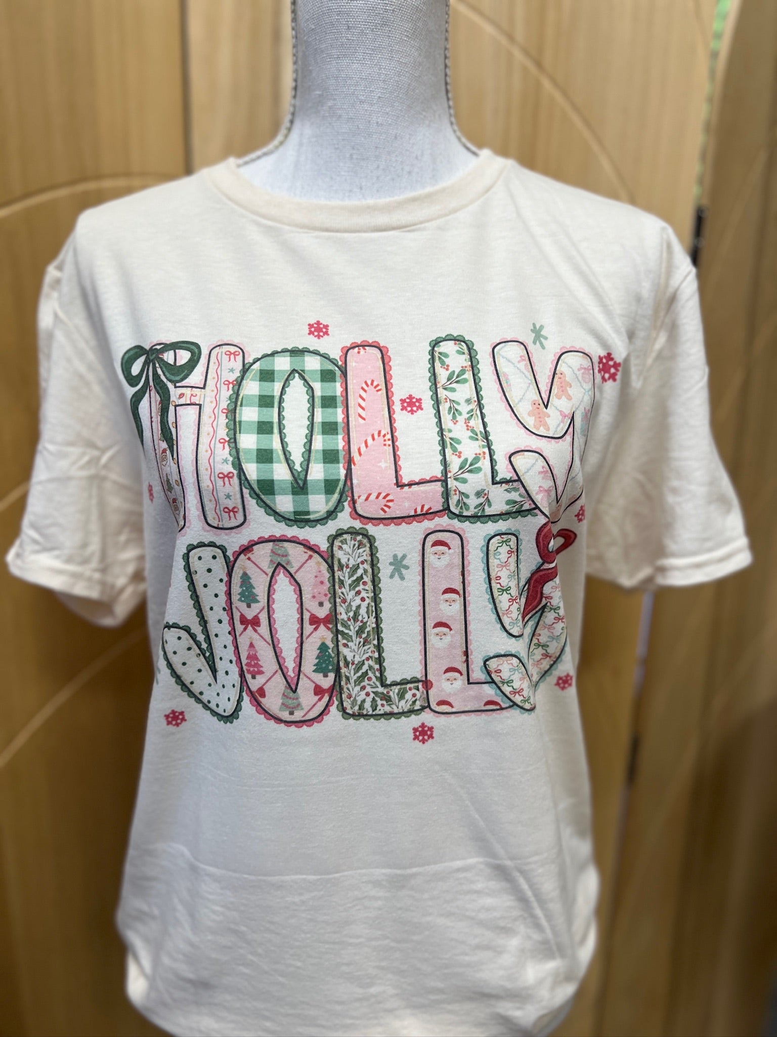 Holly Jolly With Bows on Cream