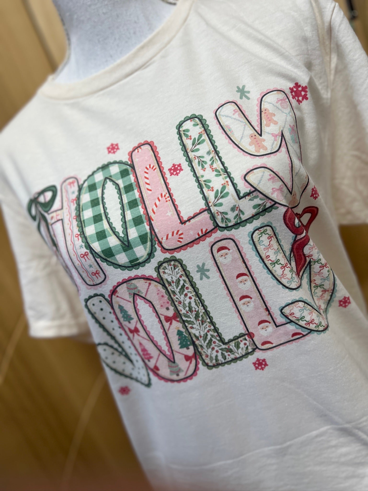 Holly Jolly With Bows on Cream