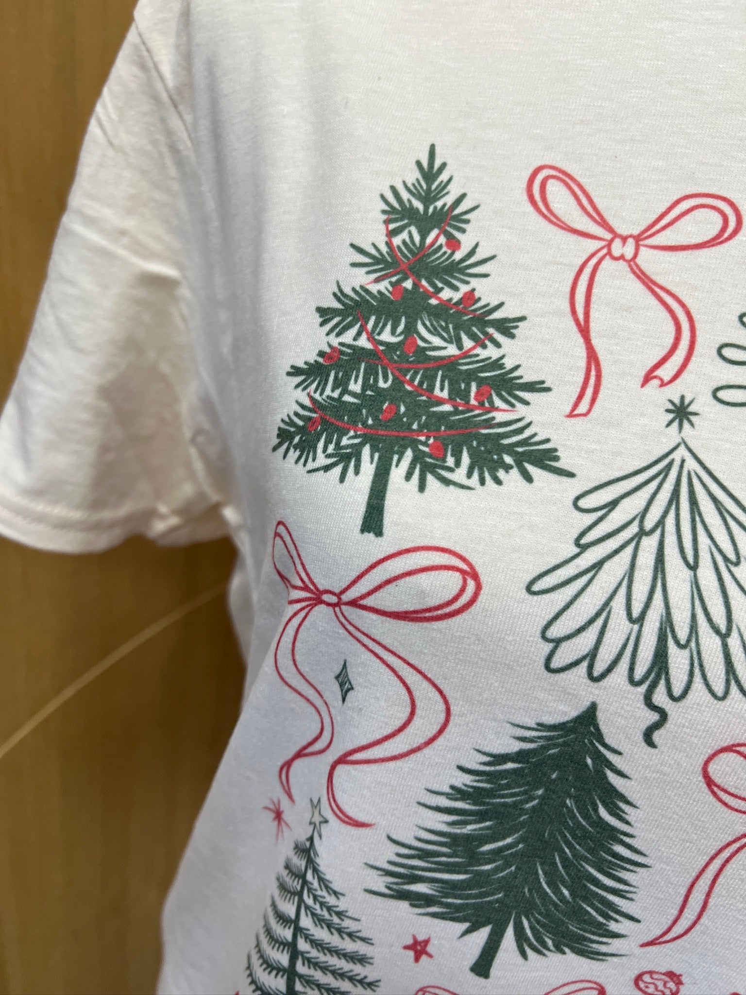 Merry Christmas Trees and Bows on Cream