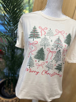 Load image into Gallery viewer, Merry Christmas Trees and Bows on Cream
